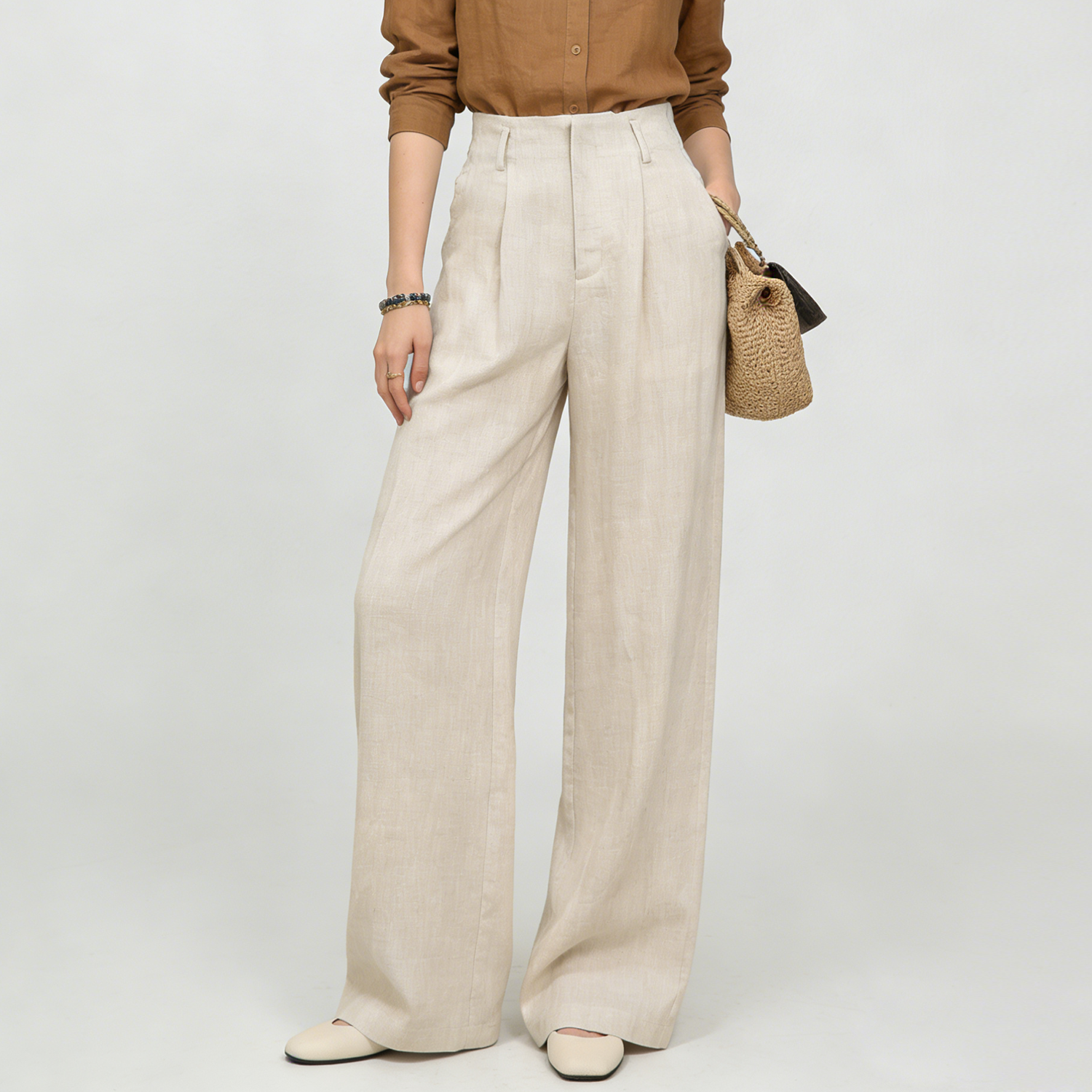 Linen Pants Women 100% Linen High Waisted Wide Leg Trousers REAL SILK LIFE