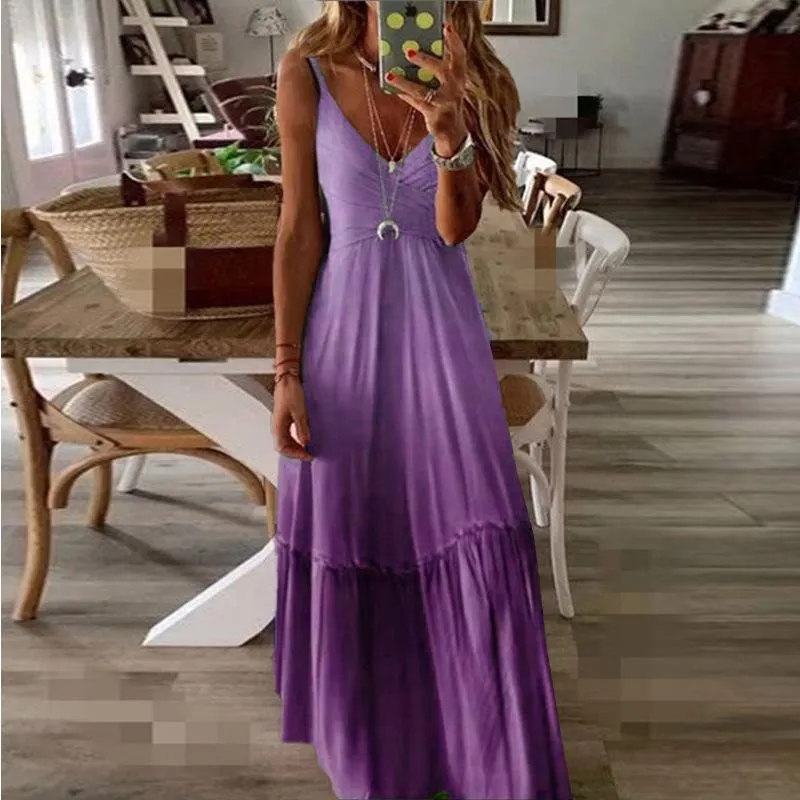 Loose V-neck Gradient Camisole Dress