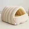 Warm Enclosed Cat Bed Cozy Plush Cats Tent Calming Pet Nest Cave for Cats Dogs