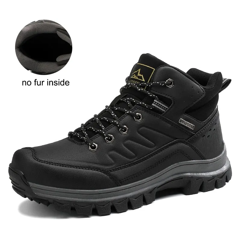 2021 Winter New Men Snow Boots Outdoor Warm Plush PU Leather Booties Ankle Boots Man Outdoor Sneakers Flat Platform Work Shoes