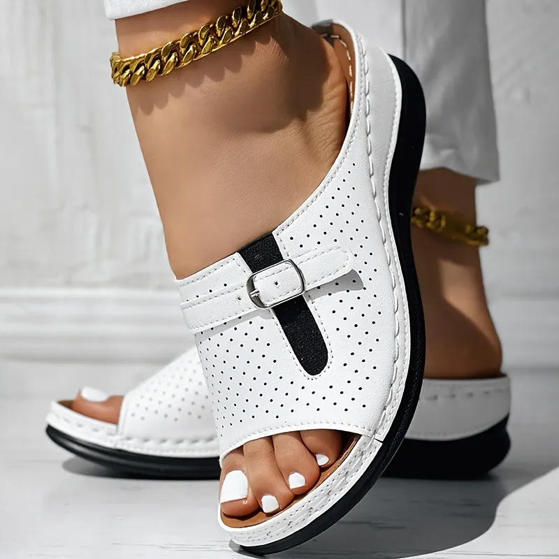 Breakj Breakj Summer New Large-Size Lady Thick-Soled Sandals Belt Buckle Decoration Light And Comfortable