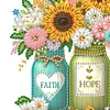 Wooden Sunflower Diamond Painting Hook Rail with 3 Hooks for Home Decor