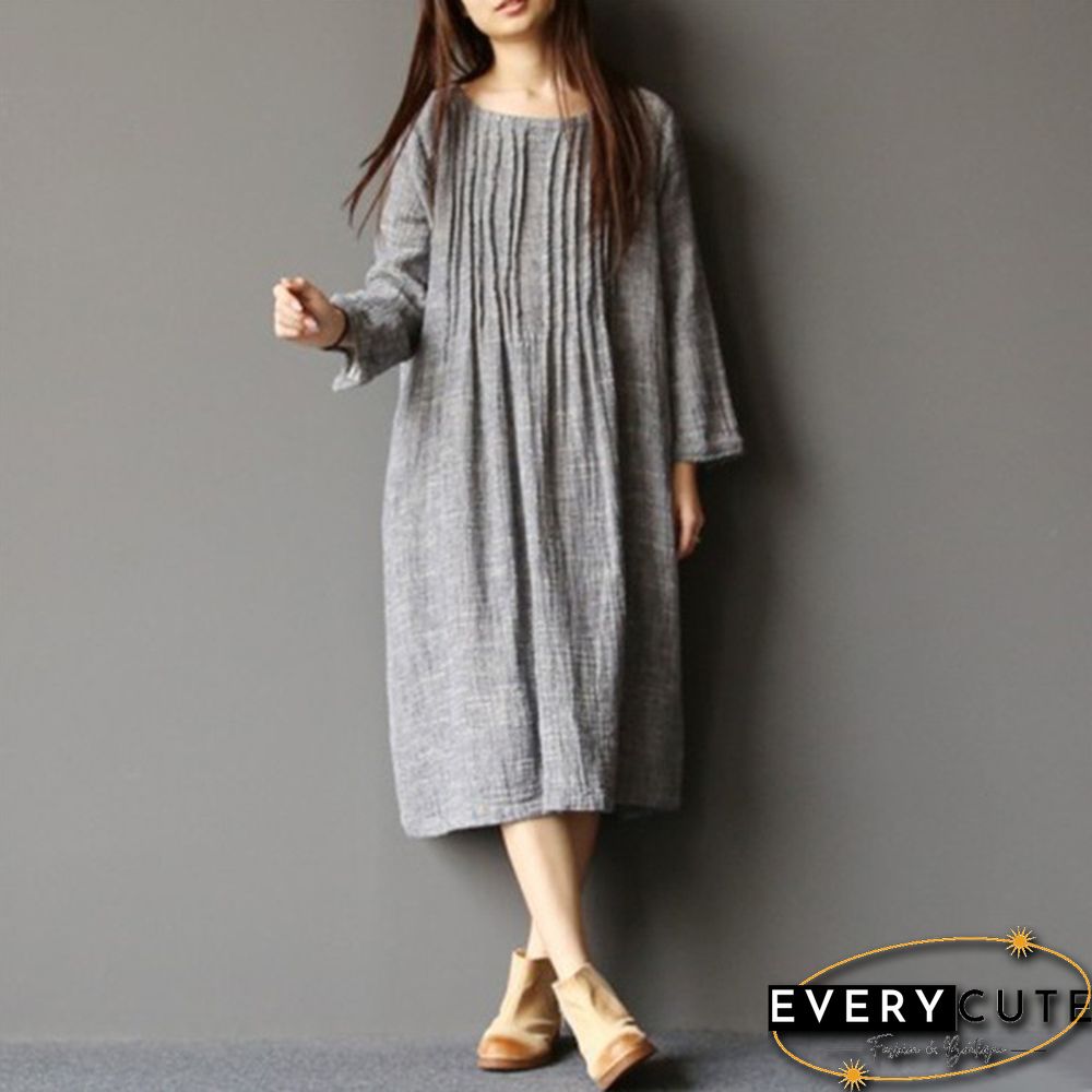 S-5XL Women Batwing Long Shirt Dress Casual Plain Kaftan Midi Dress Ethnic Dress
