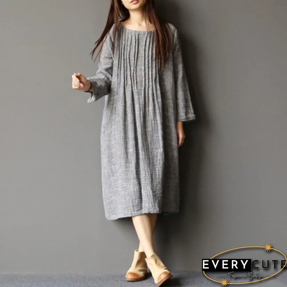 S-5XL Women Batwing Long Shirt Dress Casual Plain Kaftan Midi Dress Ethnic Dress