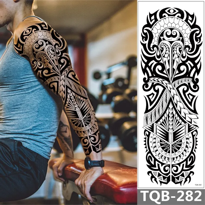 Sdrawing Arm Temporary Tattoo Sleeve For Men Maori Wolf Fake Large 3D Tatoo Stickers