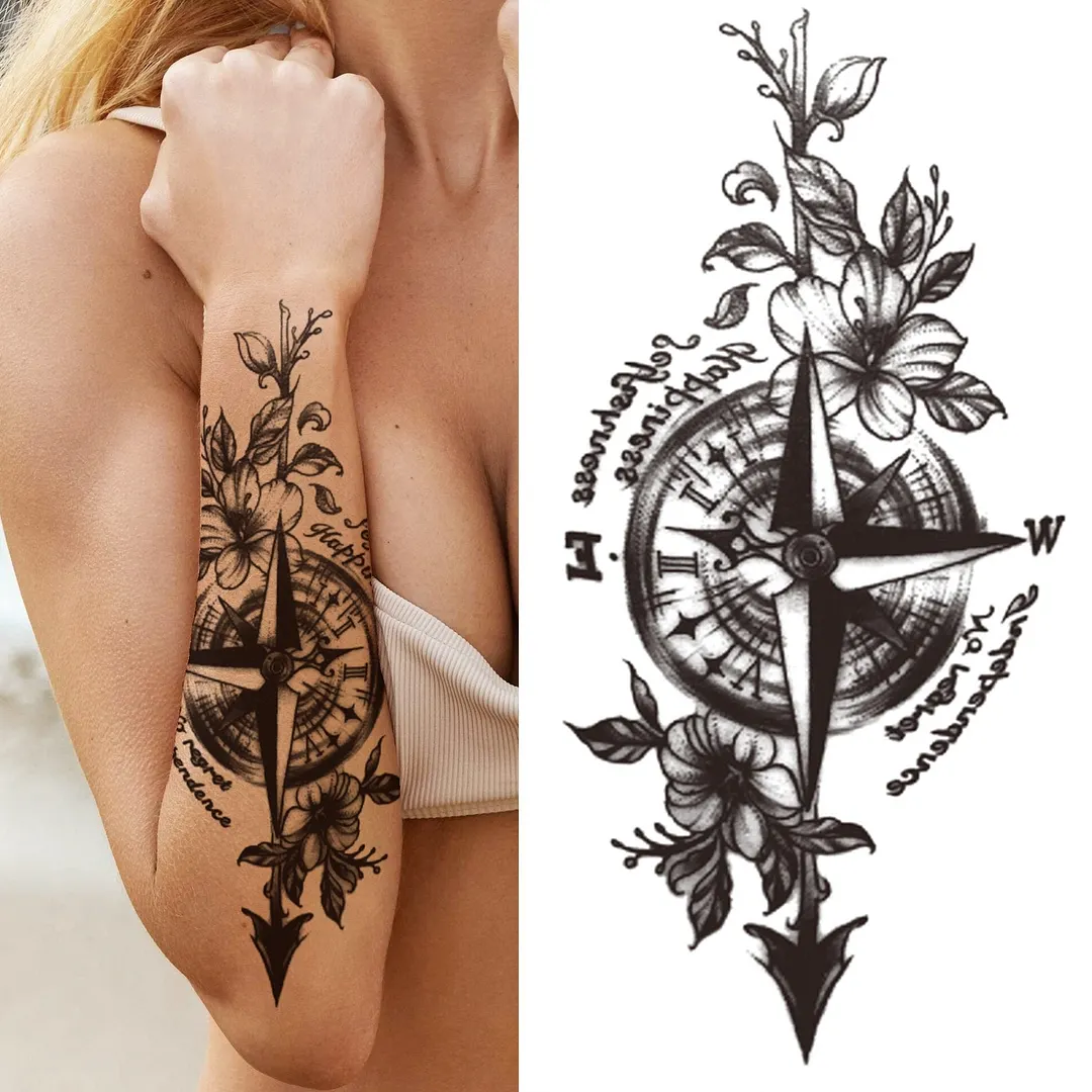 Realistic Fake Peony Temporary Tattoos For Women Girl Black Rose Elephant Flower Tattoo Sticker Tiger Anemone Tatoos Half Sleeve 1118 712-1