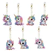 7pcs Double Side Diamond Painting Special-shaped Drill Unicorn Keychain Kits