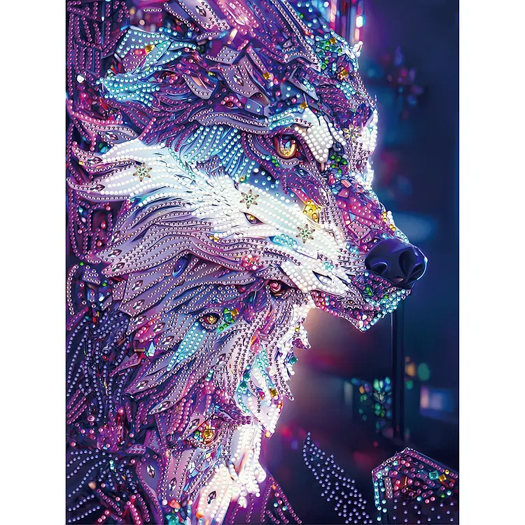Tech Wolf 30*40CM(Canvas) Special Shaped Drill Diamond Painting gbfke