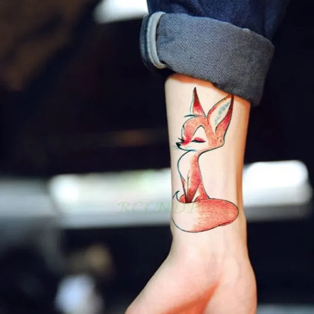 Waterproof Temporary Tattoo cute squirrel fox dog rabbit owl Cat animal fake tatto stickers flash tatoo for kids girl women lady