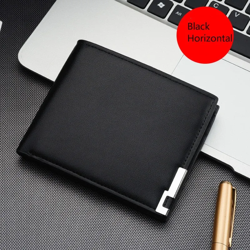 Retro Men's Wallet Business ID Card Holders Purse Small Leather Card Wallets Short Bifold Wallet for Men Slim Purses Male Wallet