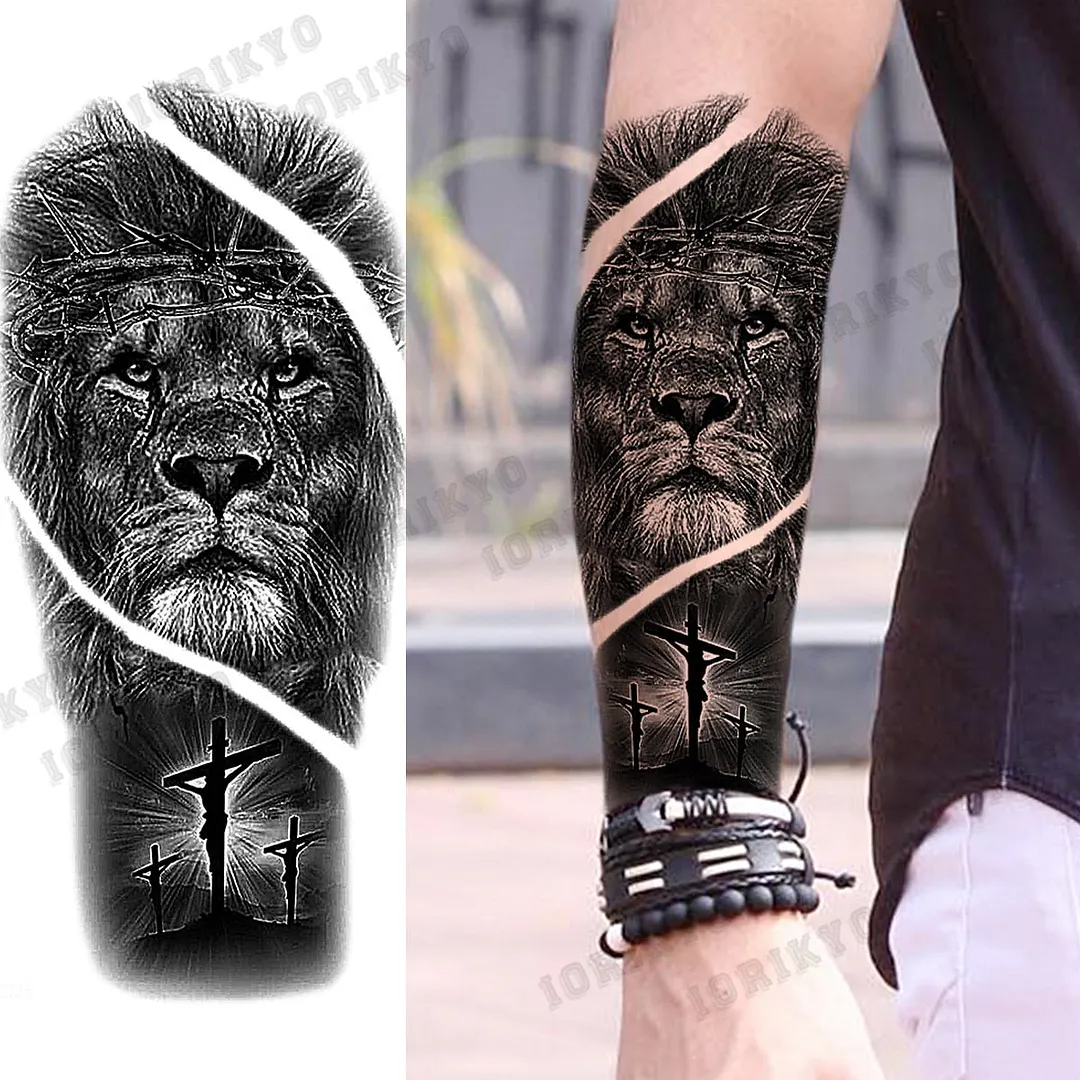 Realistic Devil Skeleton Temporary Tattoos For Men Adult Women Wolf Compass Gangster Fake Tattoo Washable Body Art Tatoo Sticker