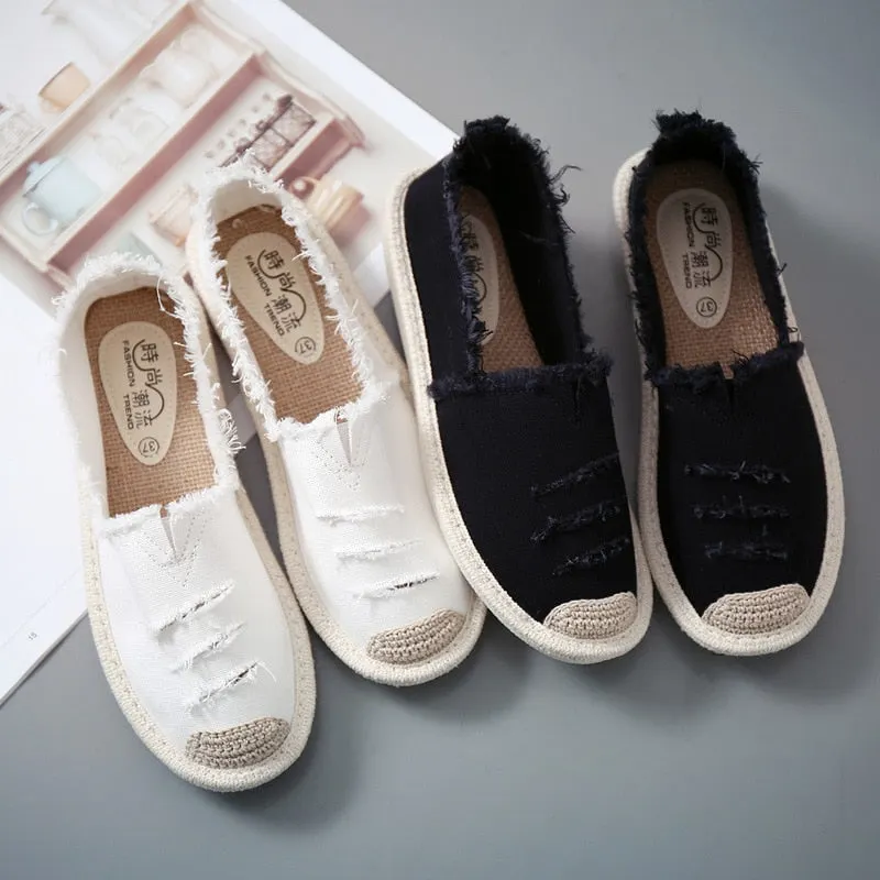 Summer Breathable Women's Canvas Shoes Fashion Slip On Lazy Ladies Loafers Flats Shoes Women New Casual Women's Shoes