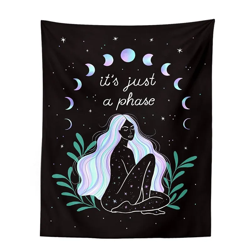 Indian Moon Phase Girl Mandala Tapestry Wall Hanging Boho decor macrame hippie Witchcraft Tapestry wall decoration cloth