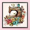 (Stamped/Counted) Retro Floral Sewing Machine - 14CT Cross Stitch 40*40cm/15.75*15.75in