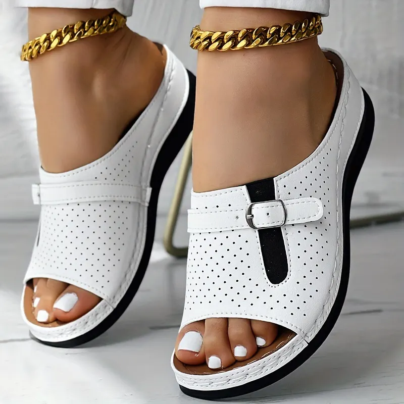 Breakj Breakj Summer New Large-Size Lady Thick-Soled Sandals Belt Buckle Decoration Light And Comfortable
