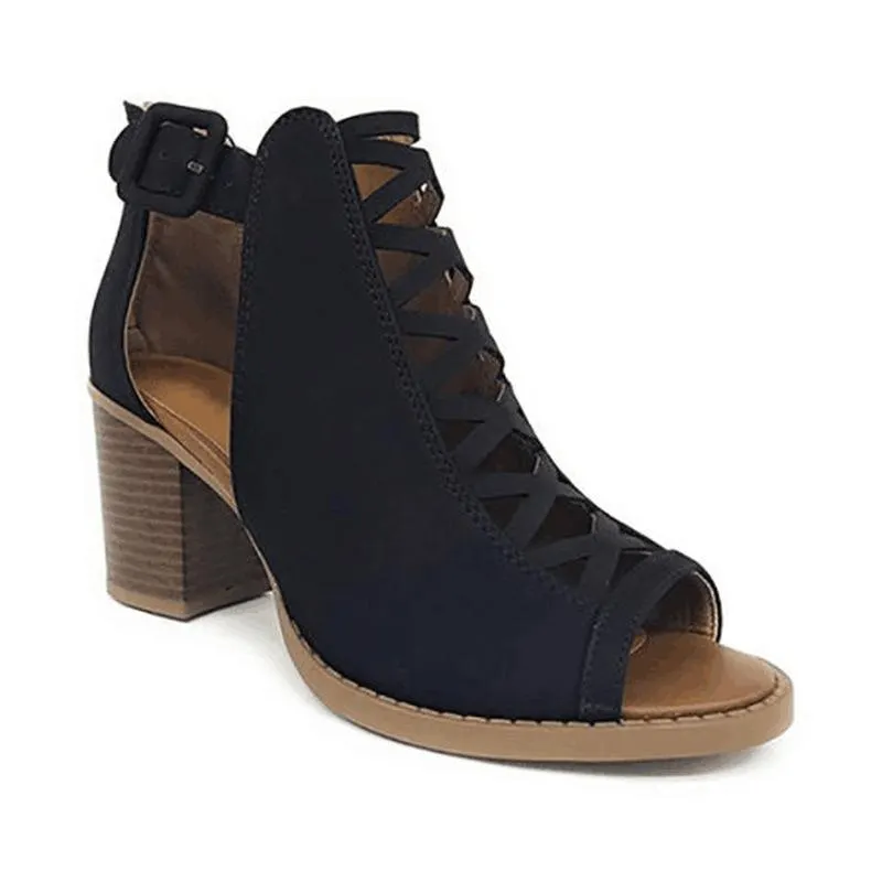 Comemore 2021 New Spring Summer Sexy Casual Rome Ankle Boots Ladies Sandals Women's Shoes Middle High Heels Large Size 43 Black