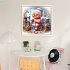 Happy Old Lady Doing Sewing-11CT Stamped Cross Stitch 45*45cm/17.72*17.72in