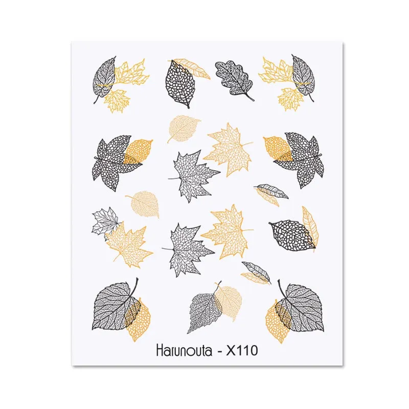 Harunouta Cool Geometry Pattern Water Decals Stickers Christmas Snowflakes Slider For Nails Valentine's Day Nail Art Decoration