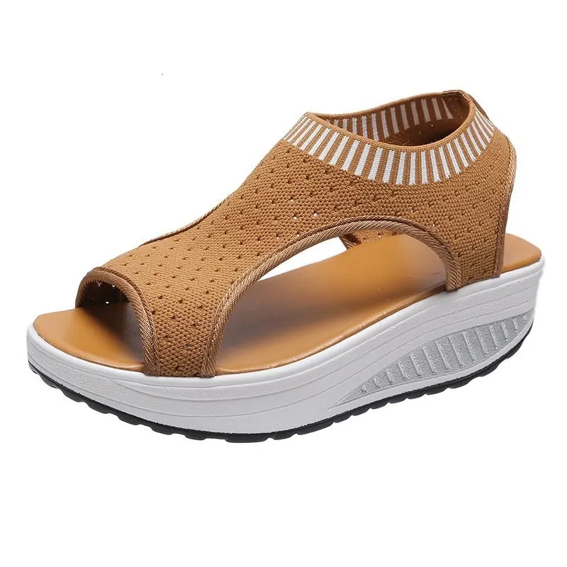 35-43 Women Diamond Sandals Summer 2021 Female Shoes Woman Platform Sandals Women Shoes Female Knitted Slip on Peep Toe Sneakers