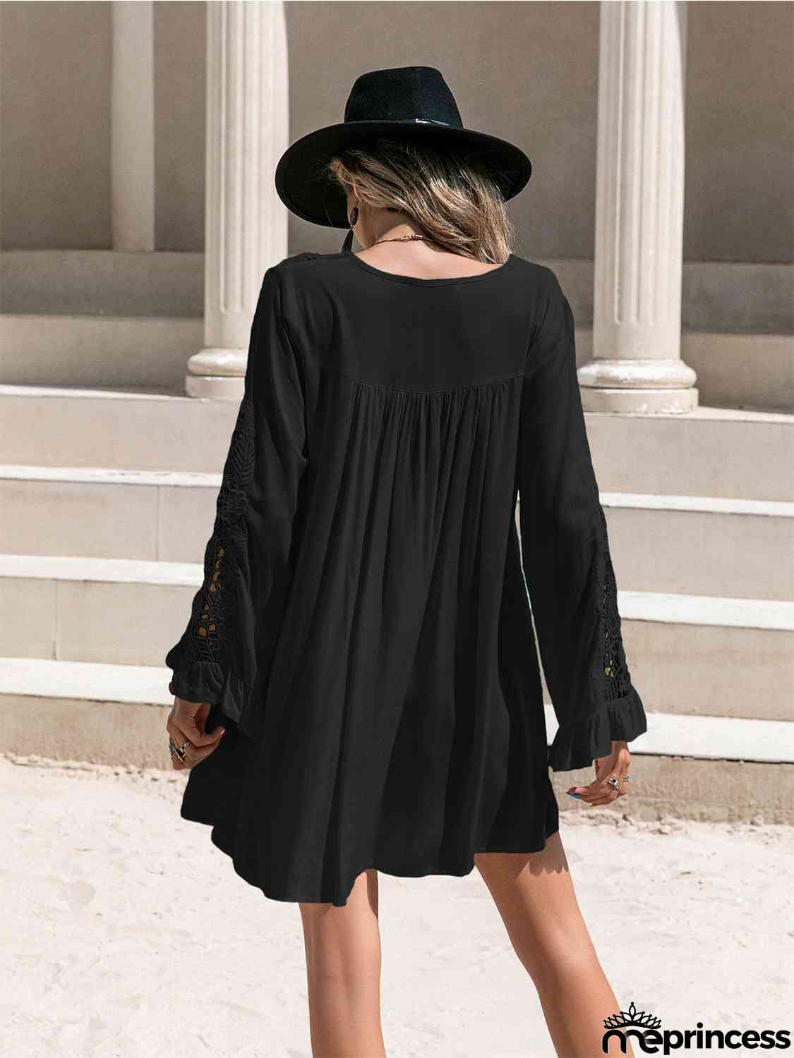 Lace Detail V-Neck Mini Dress