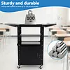 [US Local Warehouse] Rolling AV Carts Cabinet & Stands with Locking Cabinet Keyboard Tray Printer Craft Utility Cart with Wheels Height Adjustable 36-44 in 110lbs for Classroom Office