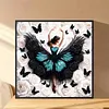 Black Butterfly Girl-Partial Special Shaped Diamond painting 30*30CM
