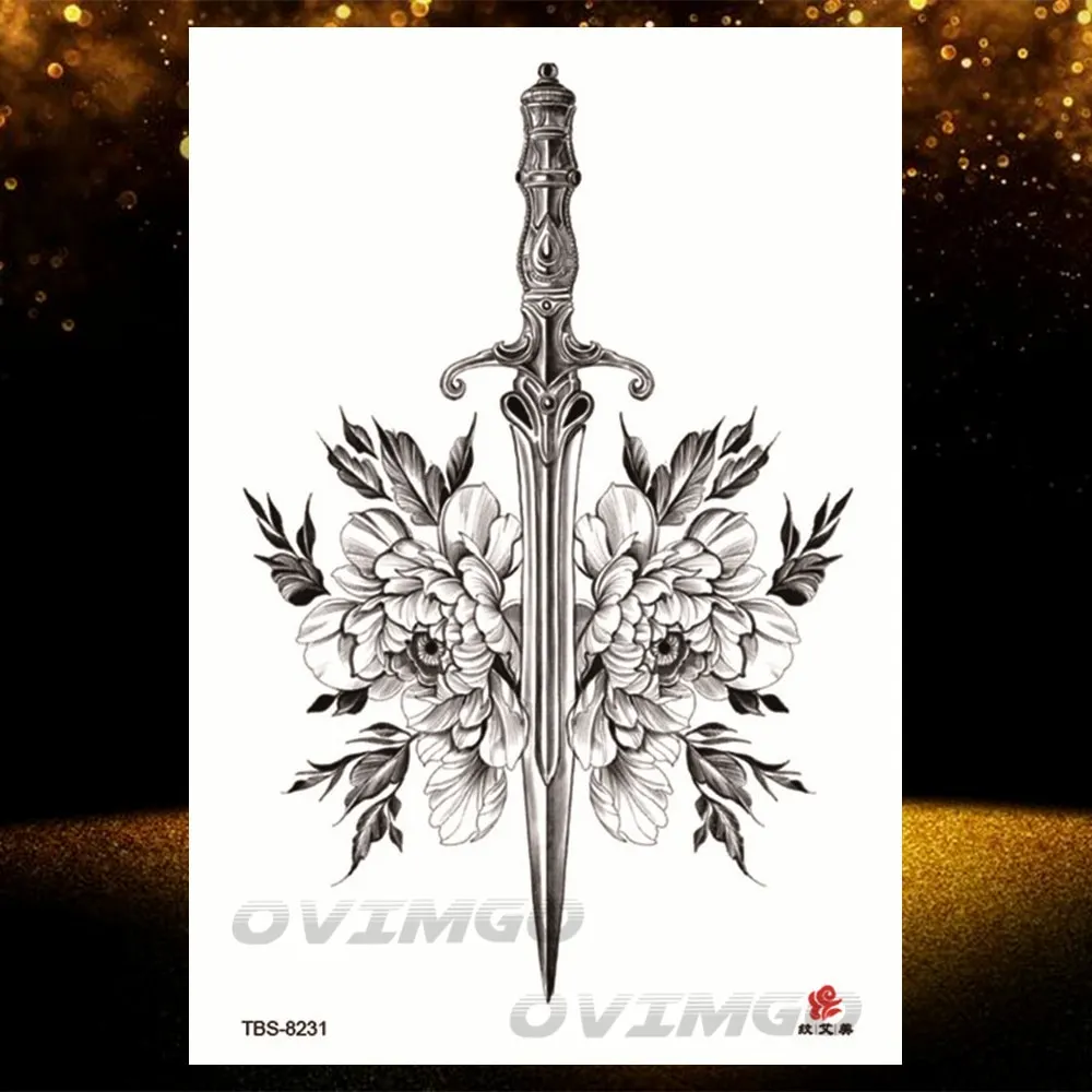 Sdrawing Lotus Flower Temporary Tattoos Fake Jewelry 3D Beauty Rose Tattoo Sexy Body Art Arm Painting Tatoo Sticker For Women