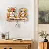  DIY Crafts Wooden Dog & Flower Diamond Painting Art Craft Wall Hooks Kit