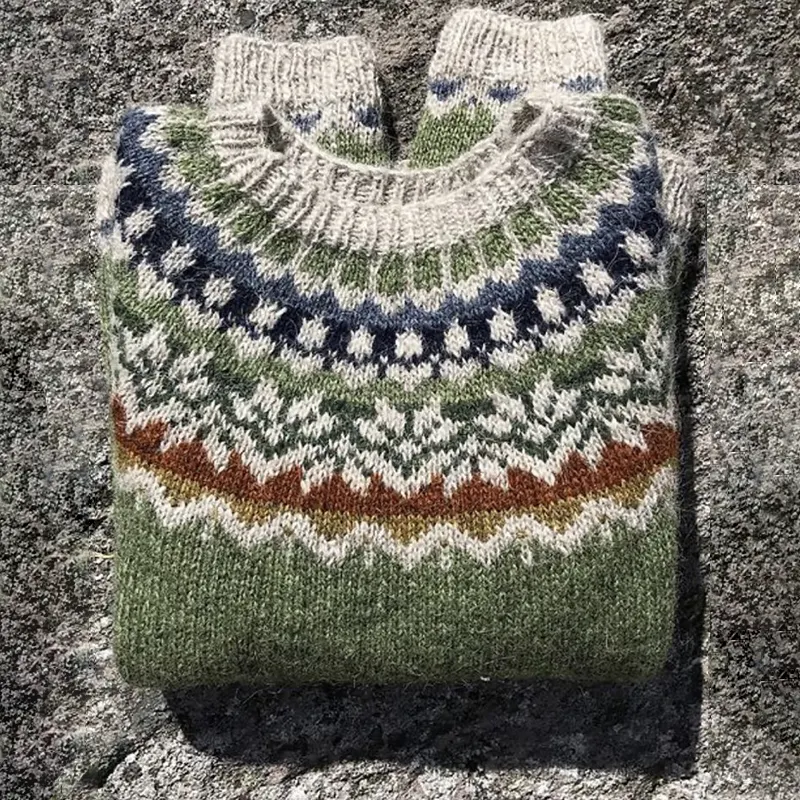 Vintage Icelandic Knit Jacquard Warmth Sweater（Unisex）