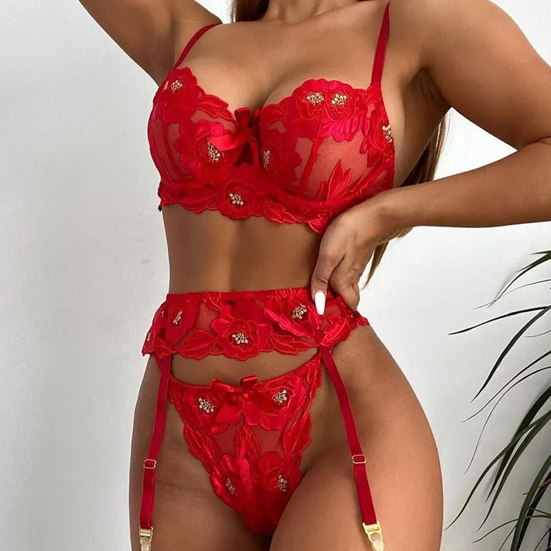 Churchf Sex Lingerie Sexy Red Summer Lingerie Escreet Lace Sex Set