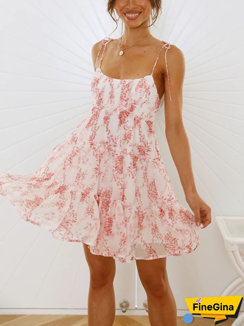 Floral Print Boho Sundress Women Ruffle Summer Dress Casual Beach Short Dress Flower Vintage Dress Women Fashion Clothes