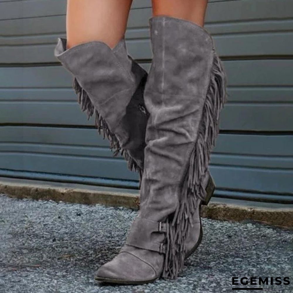 Low Heel Suede Winter Tassel Boots | EGEMISS