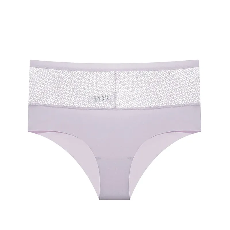 Sexy Mesh Women Panties High Rise Ladies Briefs Seamless Underwear Breathable Underpants Female Hollow Out Perspective Lingerie