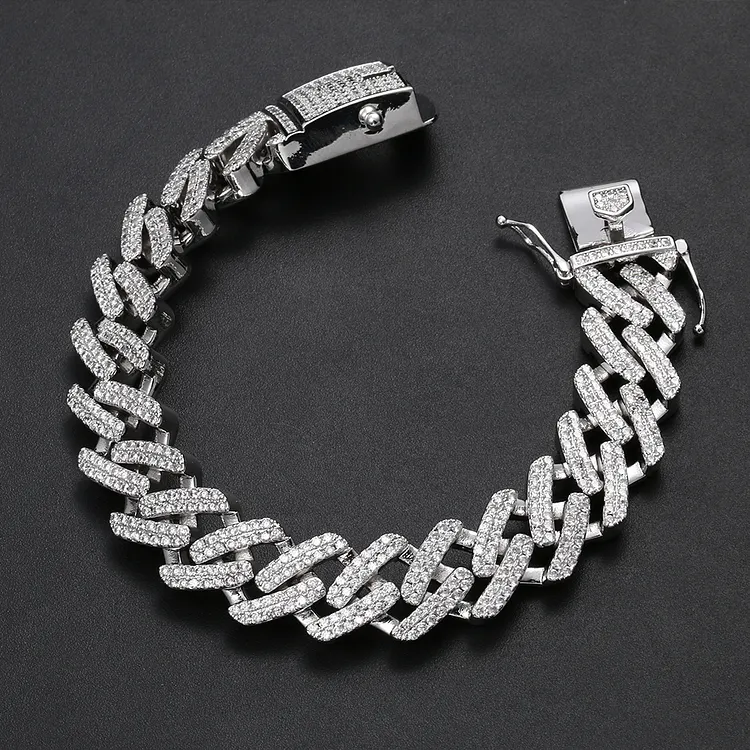 Iced Out Miami Cuban Chains Link Hip Hop Bling Bling Bracelets 14MM