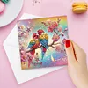 (US Local)6Pcs Parrot On Tree DIY Diamond Painting Greeting Card 5D Drill Painting Card