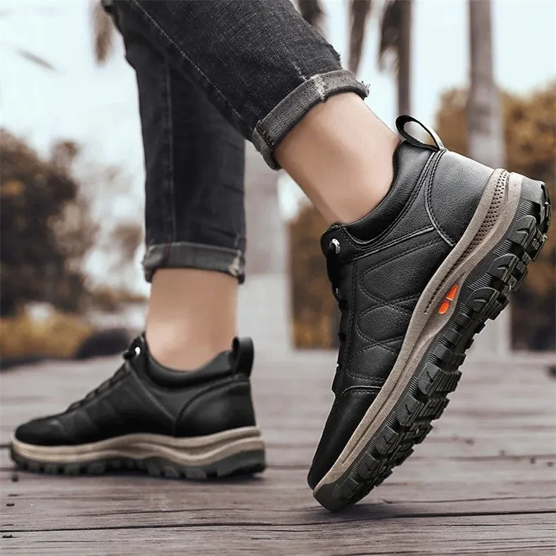  Men's Casual Hand Stitching Leather Arch Support Shoes