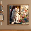 Cats And Flowers On Windowsill- 18CT Stamped Cross Stitch 30*30cm/11.81*11.81in