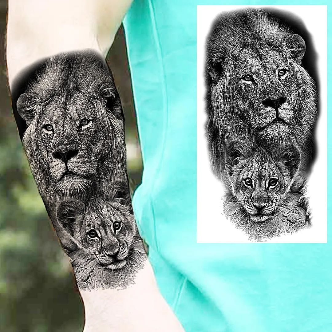 Halloween Clown Joker Scary Temporary Tattoos For Men Women Realistic Scary Lion Waterproof Tattoo Forearm Tatoos Vampire