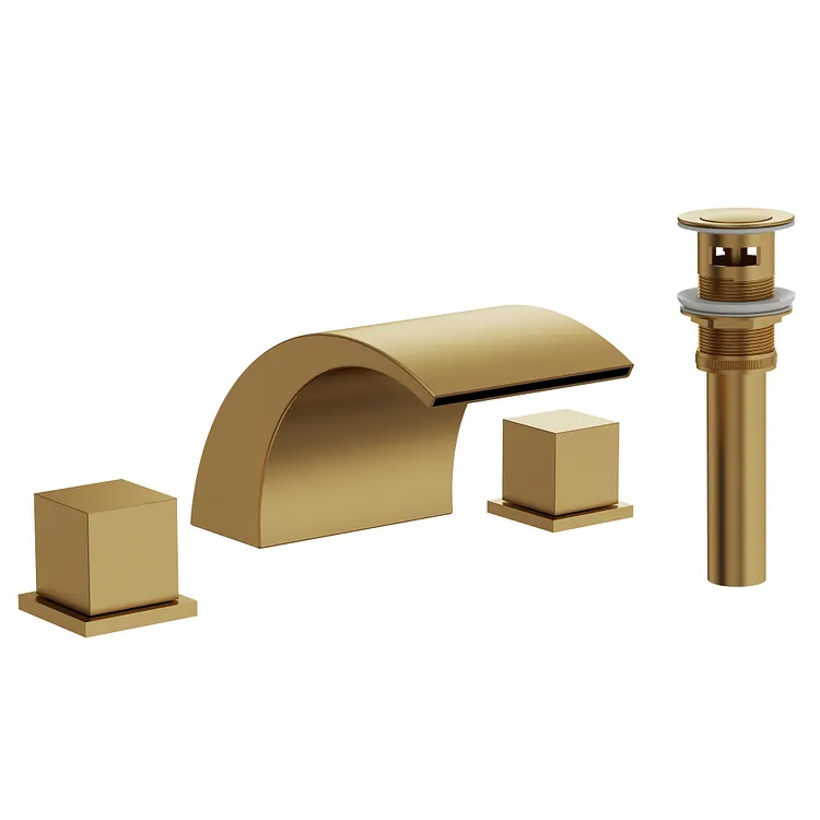  EVERSTEIN Waterfall Widespread Bathroom Sink Faucet Brushed Gold SFS-1148-GD