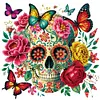 Diamond Painting-DIY Crystal Rhinestone Skull and Butterfly
