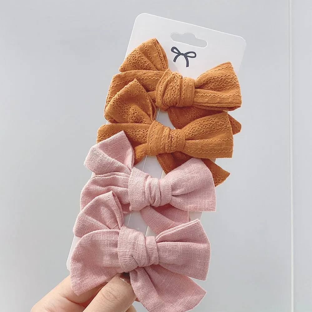 4Pcs/set 2021 New Leopard Print Hair Clips For Cute Girls BB Boutique Hairpins Bowknot Barrettes Headwear Kids Hair Acesssories