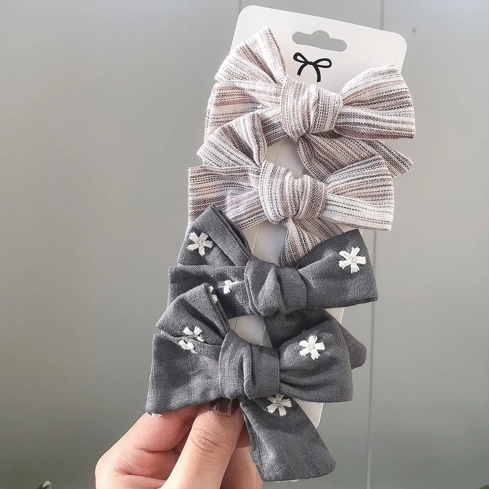 4Pcs/set 2021 New Leopard Print Hair Clips For Cute Girls BB Boutique Hairpins Bowknot Barrettes Headwear Kids Hair Acesssories