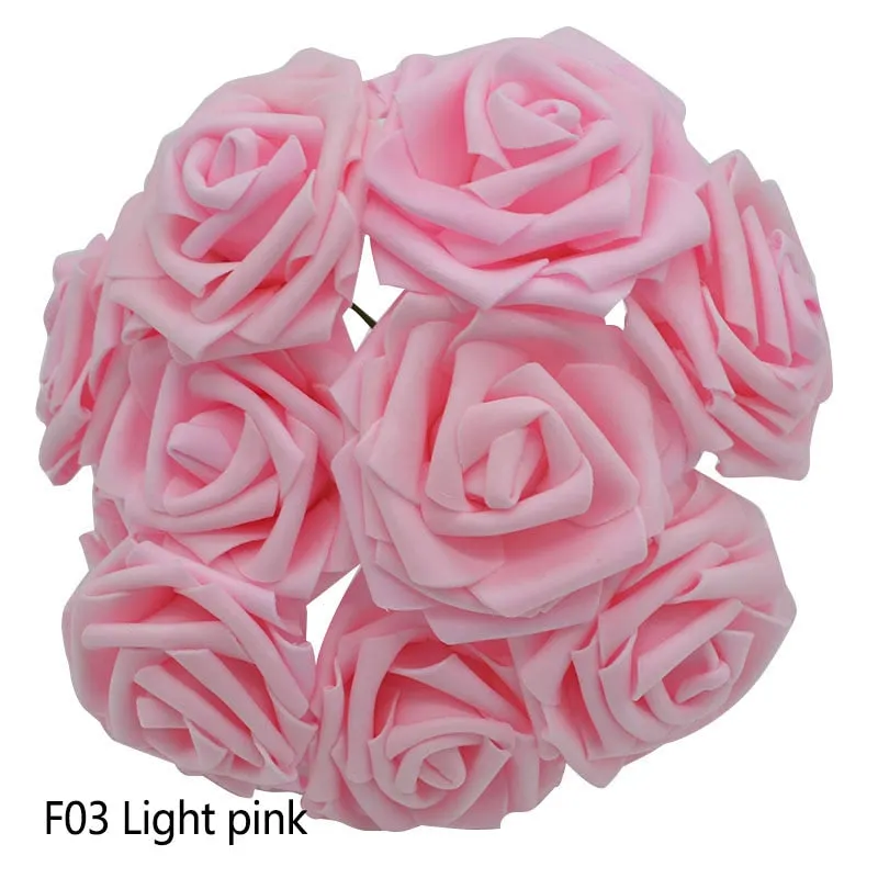 25 Heads 8CM New Colorful Artificial PE Foam Rose Flowers Bride Bouquet Home Wedding Decor Scrapbooking DIY Supplies
