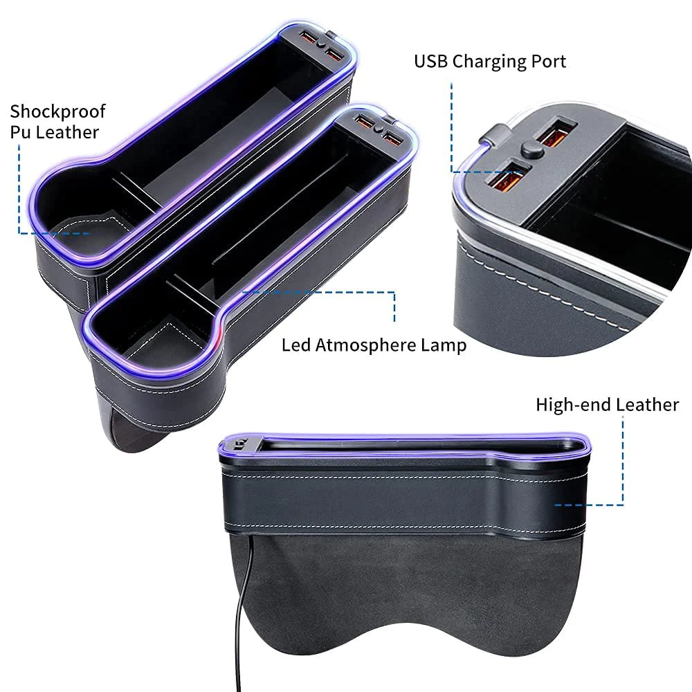 Car seat gap colorful atmosphere light storage box