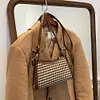 Fashion Plaid Pattern Crossbody Purse Women Woolen Shoulder Bag (Coffee)
