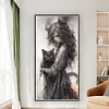 Black Cat Girl-11CT Stamped/14CT Counted Cross Stitch 50*100cm/19.69*39.37in(Big Size)