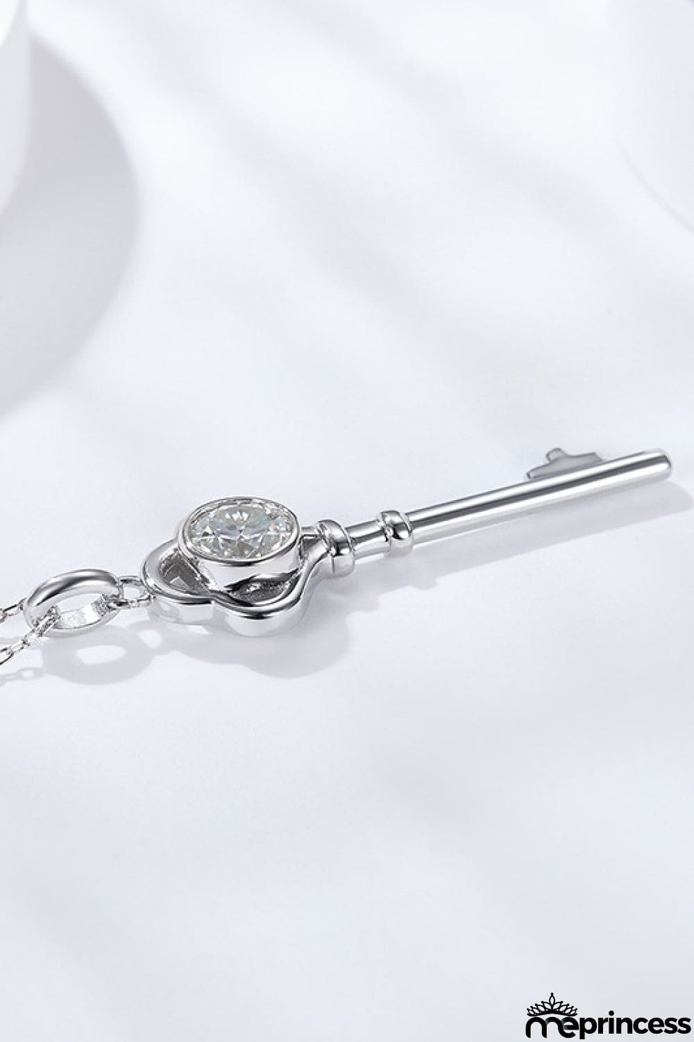 925 Sterling Silver 1 Carat Moissanite Key Pendant Necklace