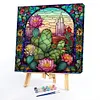 Cactus Flower Glass Painting-Paint by Numbers Acrylic Painting 40*40CM