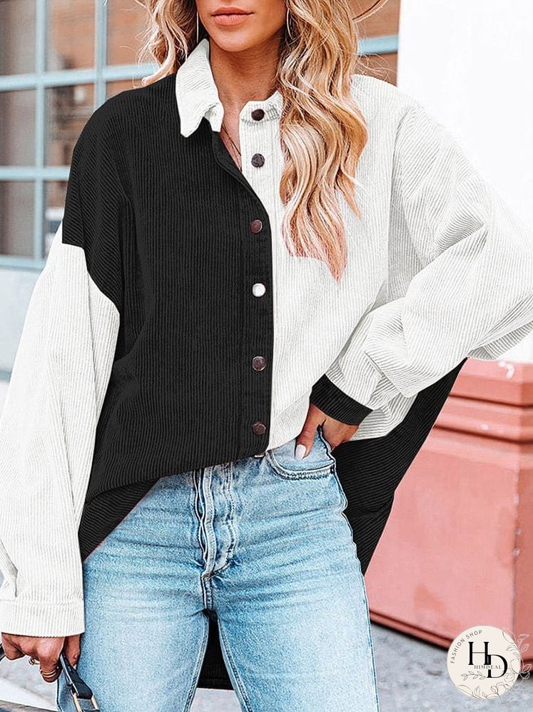 Summer Corduroy Colorblock Jacket