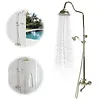 [US Local Warehouse] Antique Gold Shower Head Set with Knobs Mixer Tap Vintage Rainfall Showers Faucet Wear Resist for Home Bathroom Hotel SPA